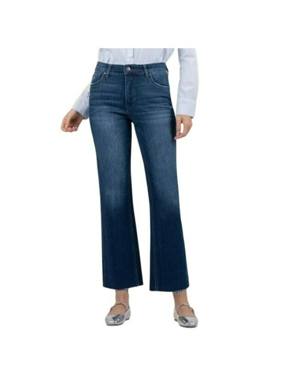 New Kut From The Kloth Kelsey High Rise Fab AB Ankle Flare Jeans Womens 4 Blue